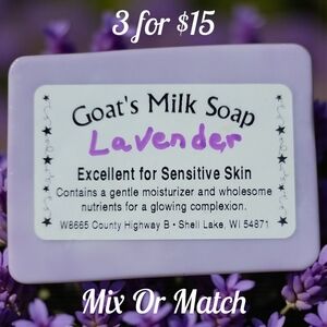 1 Home-made Amish Goat's Milk Soap Bar "Lavender" Borntregers Bundle 3 For $15